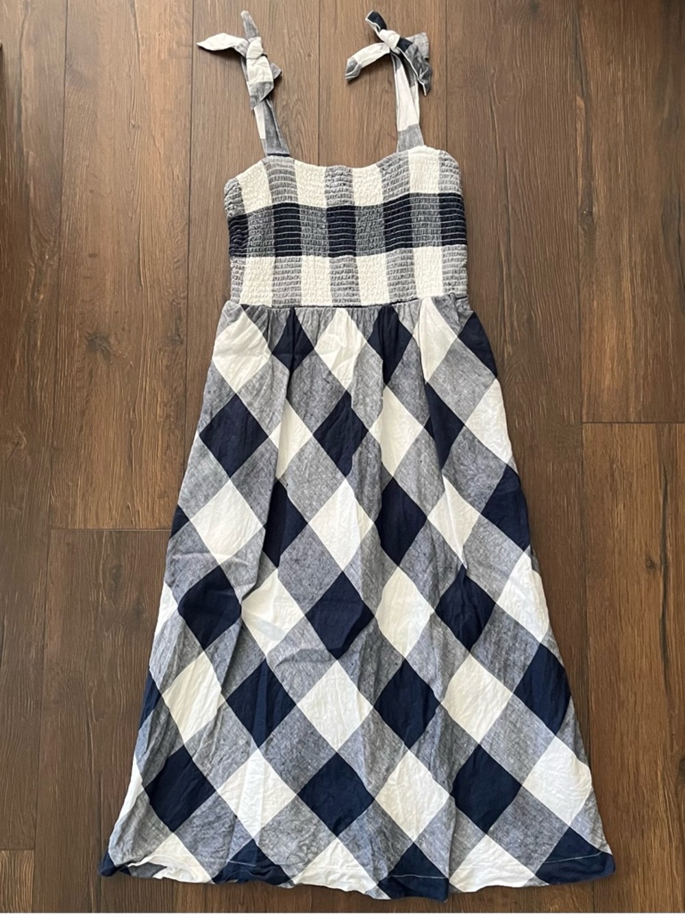 Navy and White Gingham Smocked Sundress